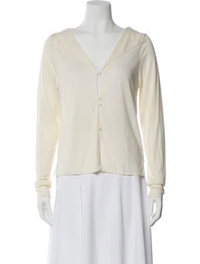 Pre-owned Deiji Studios V-neck Long Sleeve Button-up Top In Neutral