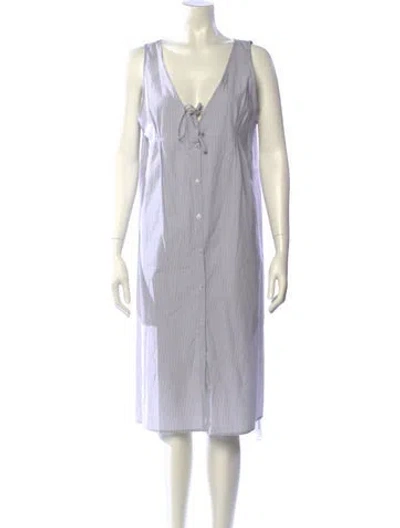 Pre-owned Deiji Studios V-neck Midi Length Dress In Gray