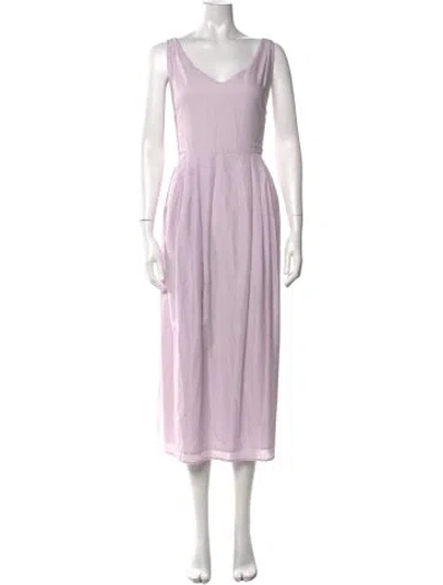 Pre-owned Deiji Studios V-neck Midi Length Dress In Purple