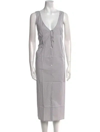 Pre-owned Deiji Studios V-neck Midi Length Dress W/ Tags In Blue