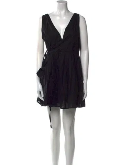 Pre-owned Deiji Studios V-neck Mini Dress In Black