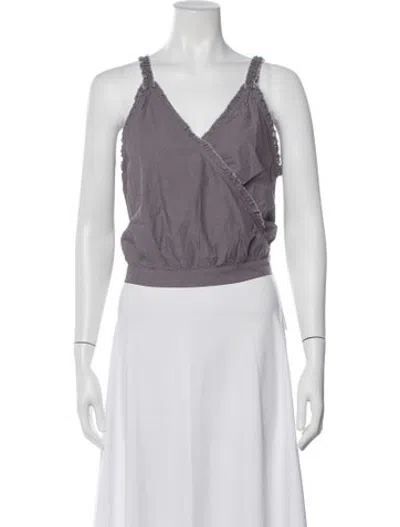 Pre-owned Deiji Studios V-neck Sleeveless Crop Top W/ Tags In Black
