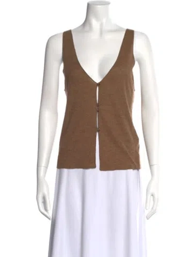 Pre-owned Deiji Studios V-neck Sleeveless Top In Brown
