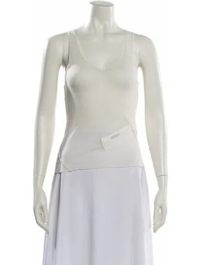 Pre-owned Deiji Studios V-neck Sleeveless Top In White