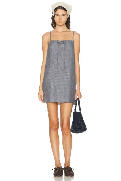 Deiji Studios Weave Mini Dress In Indigo Check
