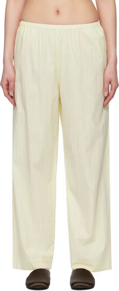 Deiji Studios Ease Striped Organic Cotton-poplin Pajama Pants In Yellow
