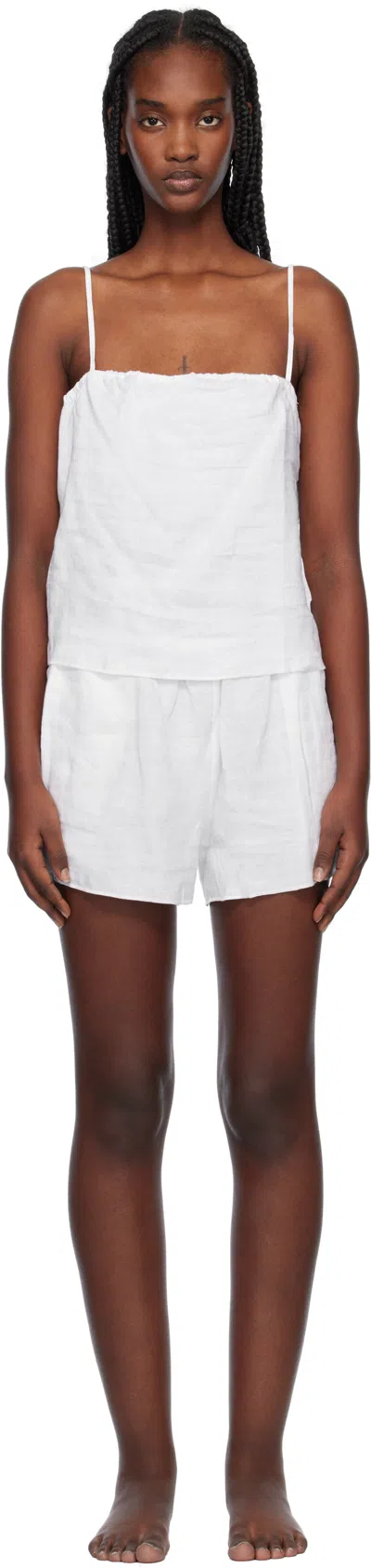 Deiji Studios White Babylock Linen Pyjama Set
