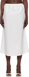 Deiji Studios White Channel Midi Skirt In White
