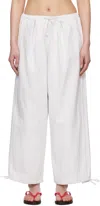 Deiji Studios White Drawcord Trousers In White