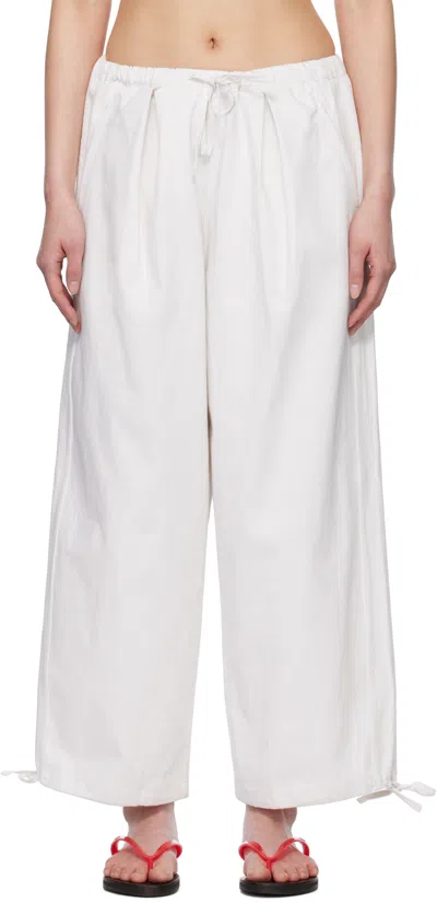 Deiji Studios White Drawcord Trousers