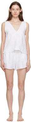 Deiji Studios White 'the Two Tie' Tank Top & Shorts Set In White