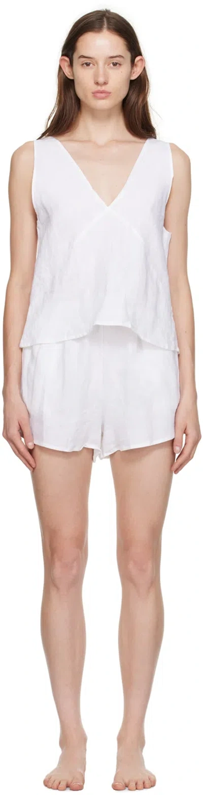 Deiji Studios White 'the Two Tie' Tank Top & Shorts Set