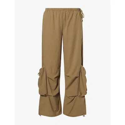 Deiji Studios Womens  Drawstring-pocket Cotton Trousers In Khaki