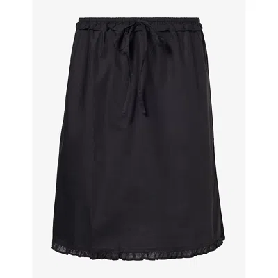 Deiji Studios Womens  One Frill Cotton Mini Skirt In Black