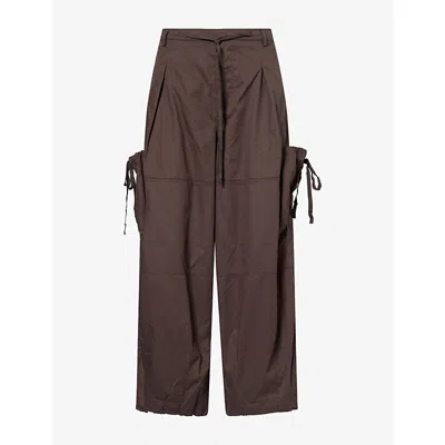 Deiji Studios Womens  Relaxed-fit Wide-leg Cotton Trousers In Carob