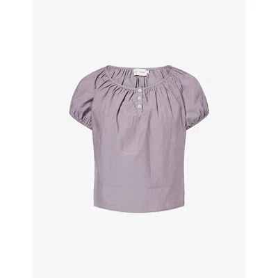 Deiji Studios Womens Currant Scoop-neck Short-sleeve Cotton Top In Brown
