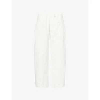 Deiji Studios Womens White Barrel-leg Zip-pocket Cotton Trousers Xs