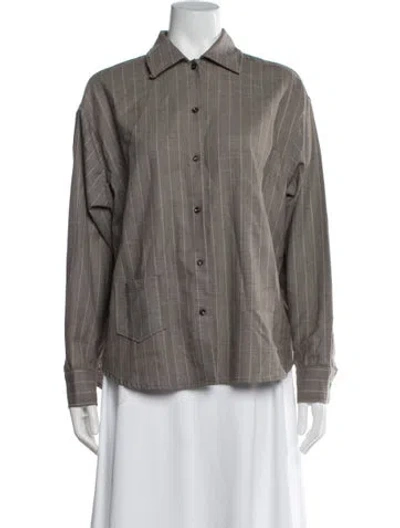 Pre-owned Deiji Studios Wool Striped Button-up Top In Neutrals