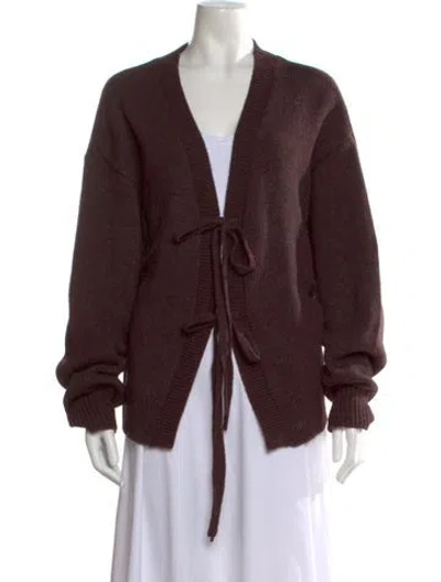 Pre-owned Deiji Studios Wool V-neck Sweater In Burgundy