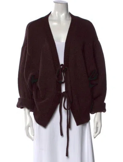 Pre-owned Deiji Studios Wool V-neck Sweater In Burgundy