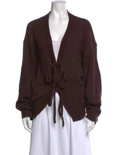 Pre-owned Deiji Studios Wool V-neck Sweater In Burgundy