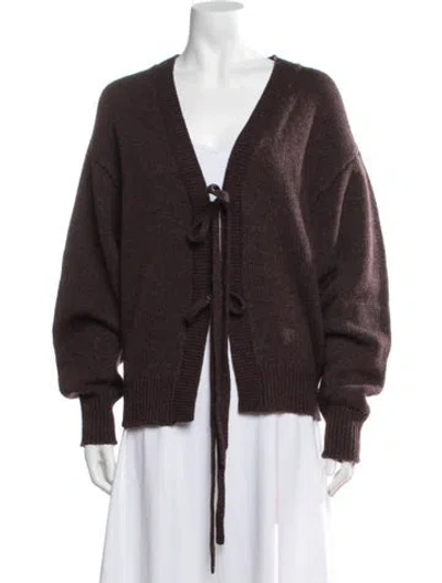 Pre-owned Deiji Studios Wool V-neck Sweater In Burgundy
