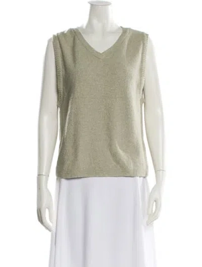 Pre-owned Deiji Studios Wool V-neck Sweater In Green