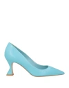 Deimille Woman Pumps Sky Blue Size 7 Soft Leather In Blue