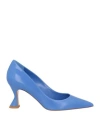 Deimille Woman Pumps Blue Size 7 Soft Leather In Blue