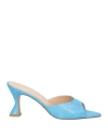 Deimille Woman Sandals Azure Size 10 Soft Leather In Blue