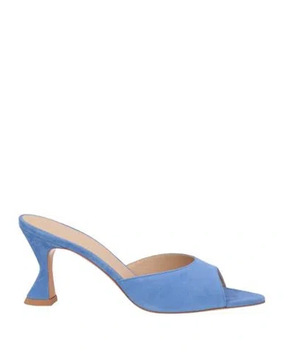 Deimille Woman Sandals Azure Size 8 Soft Leather In Blue