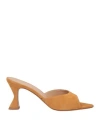 Deimille Woman Sandals Camel Size 8 Soft Leather In Beige