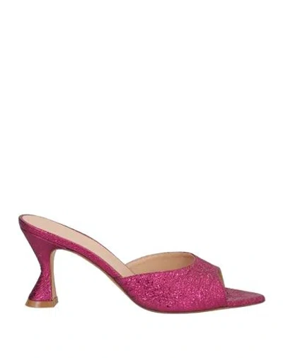Deimille Woman Sandals Fuchsia Size 8 Leather In Pink