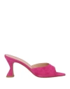 Deimille Woman Sandals Fuchsia Size 8 Soft Leather In Pink