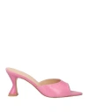 Deimille Woman Sandals Pink Size 11 Soft Leather In Pink