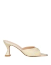 Deimille Woman Sandals White Size 10 Soft Leather In Grey