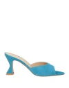 Deimille Woman Sandals Turquoise Size 11 Soft Leather In Blue