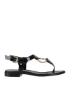 Deimille Woman Toe Strap Sandals Black Size 5 Soft Leather In Black