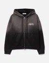 Deinet D Logo Washed Hood Zip-up In Black