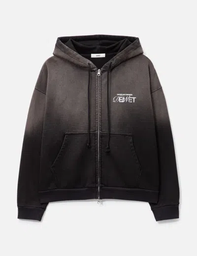 Deinet D Logo Washed Hood Zip-up In Black
