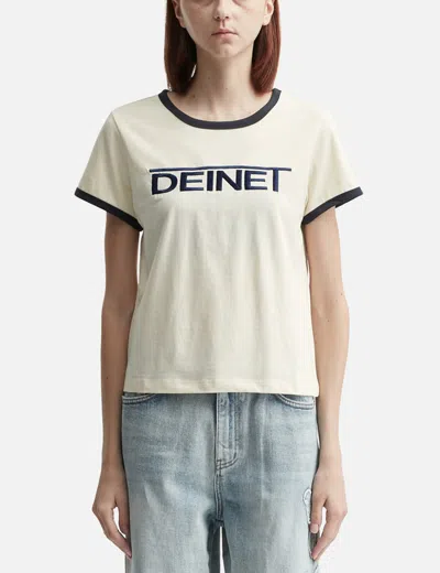 Deinet Line Logo Ringer T-shirt In White