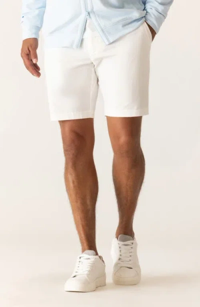 Deke Galaxy 8.5-inch Bermuda Flat Front Stretch Twill Shorts In White