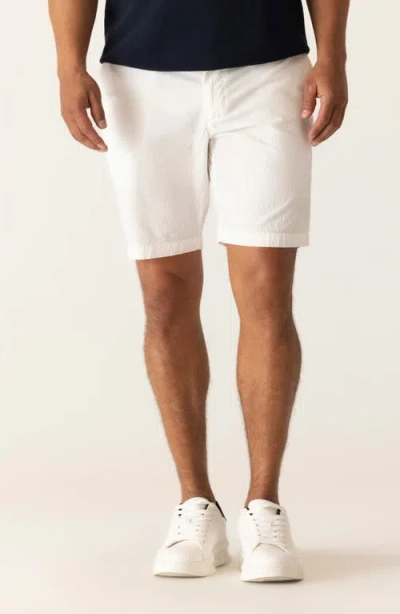 Deke Galaxy 8.5-inch Bermuda Flat Front Stretch Twill Shorts In White