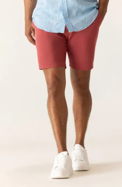 Deke Galaxy Bermuda Flat Front Stretch Twill Shorts In Red