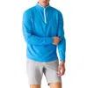 Deke Links Jacquard Quarter Zip Pullover In Blue