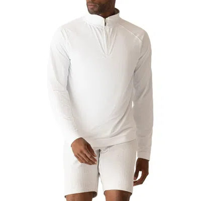 Deke Links Jacquard Quarter Zip Pullover In White