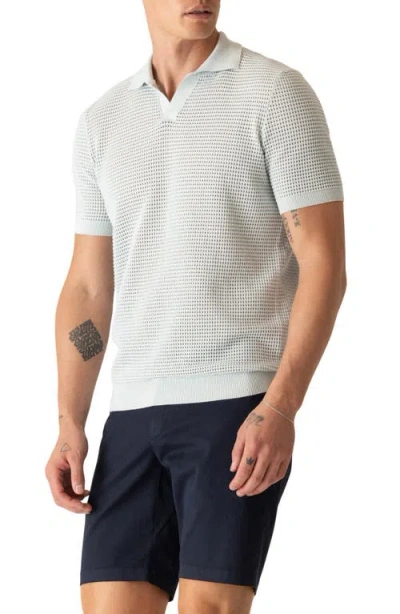 Deke Modern Open Knit Polo In Blue