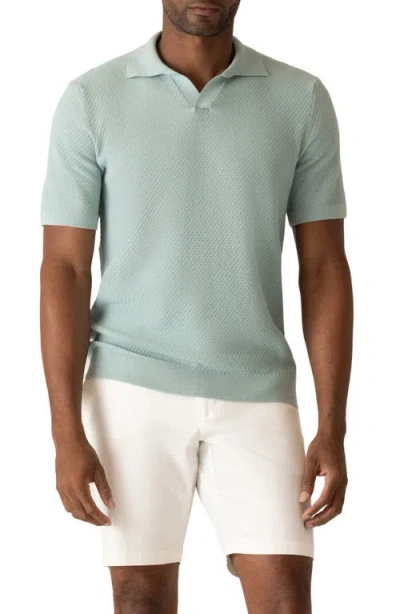 Deke Modern Texture Knit Polo In Blue