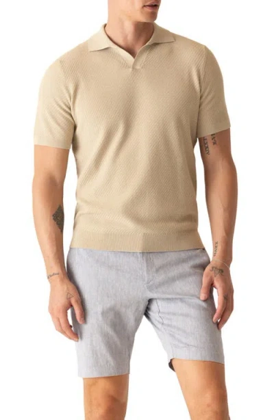 Deke Modern Texture Knit Polo In Neutral