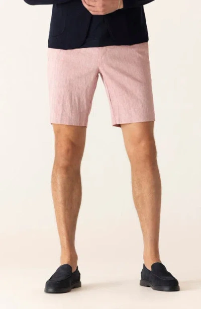 Deke Oasis 8.5-inch Linen Blend Bermuda Shorts In Pink
